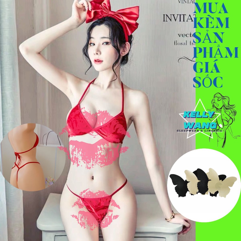 (ảnh thật ) BK028 -Đồ Lót Nhung Đỏ Gợi Cảm - Nội Y Cho Đêm Giáng Sinh Nóng Bỏng - Cosplay Christmas Sexy - kelly wang