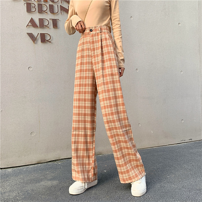 SUXI Quần Dài Ống Đứng Sọc Caro Nhiều Màu Thời Trang Nữ Tính