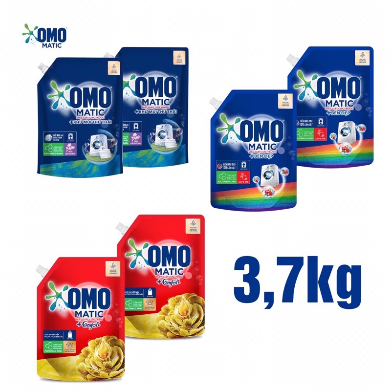 Combo 2 túi Nước Giặt OMO Matic dành cho máy giặt cửa trên/cửa trước 3,7kg/x2