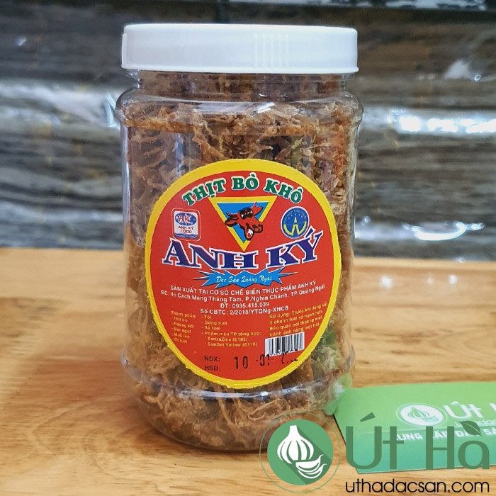 Khô Bò Quảng Ngãi Hủ 200gr/500gr Thương Hiệu Bò Khô Anh Ký Loại Ngon Đặc Biệt - Út Hà Đặc Sản