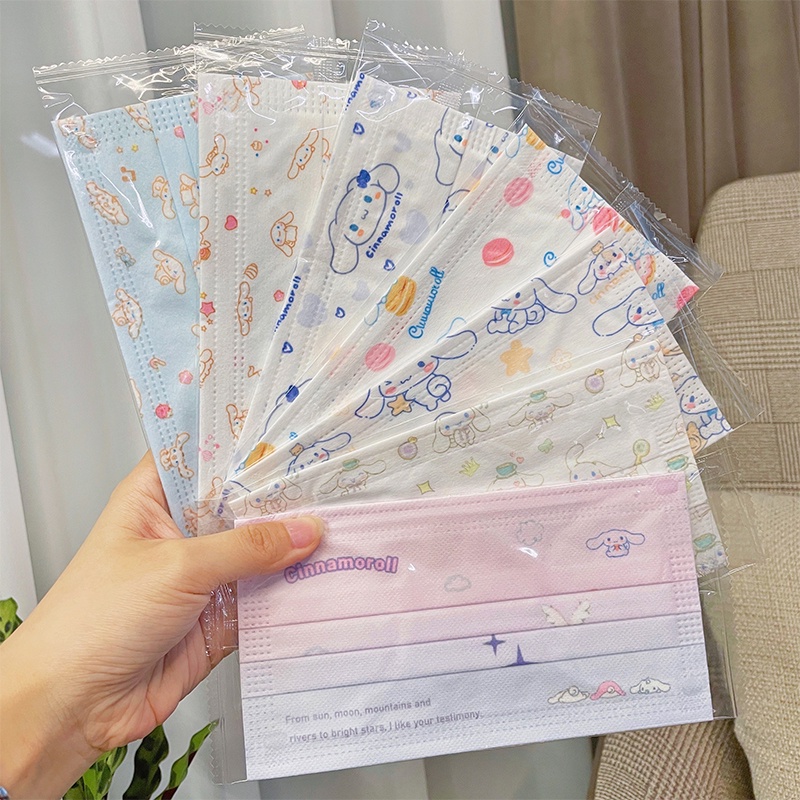 Set 10 Khẩu Trang Sanrio Cinnamoroll 3 Lớp Dành Cho Nam Và Nữ