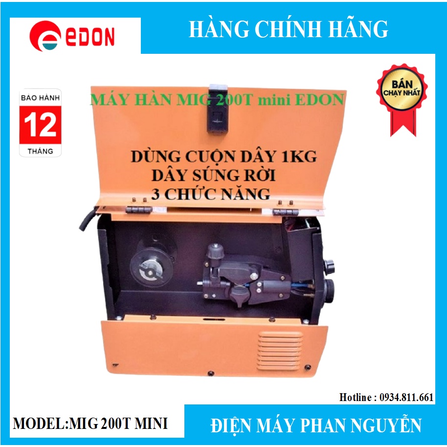 Máy Hàn Mig EDON 200T mini Tặng kèm cuộn 1 kg có không dùng khí