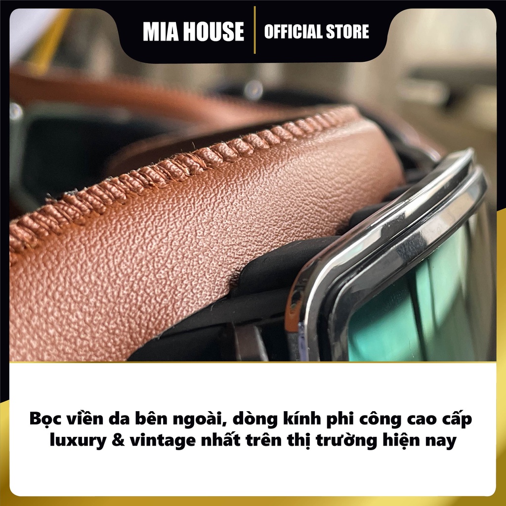 Kính phi công viền da cao cấp gắn mũ bảo hiểm MENGO GD005 gắn nón bảo hiểm nửa đầu, 3 4 - hàng độc trên thị trường