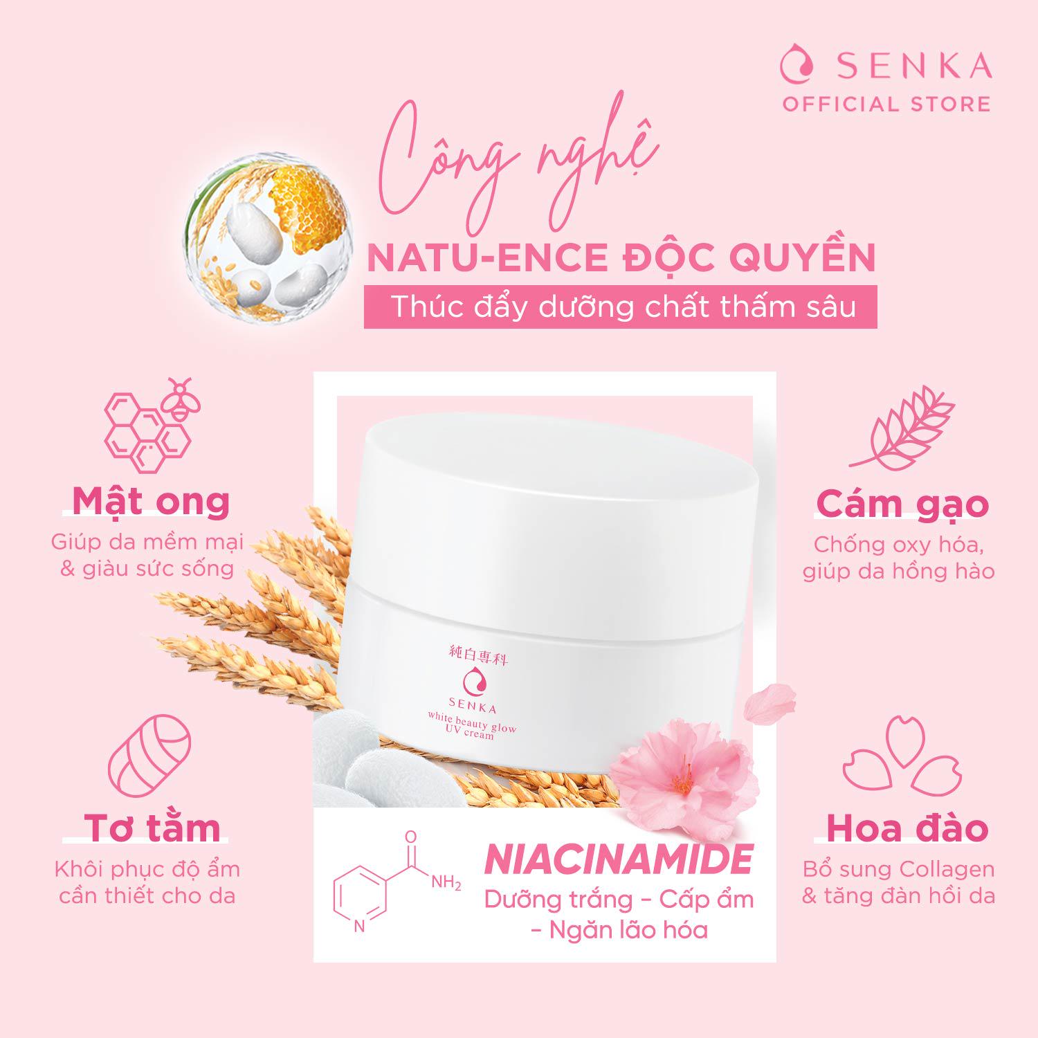 Kem dưỡng trắng da chống nắng ban ngày Senka White Beauty Glow UV Cream SPF 25 PA ++ 50g - 15539