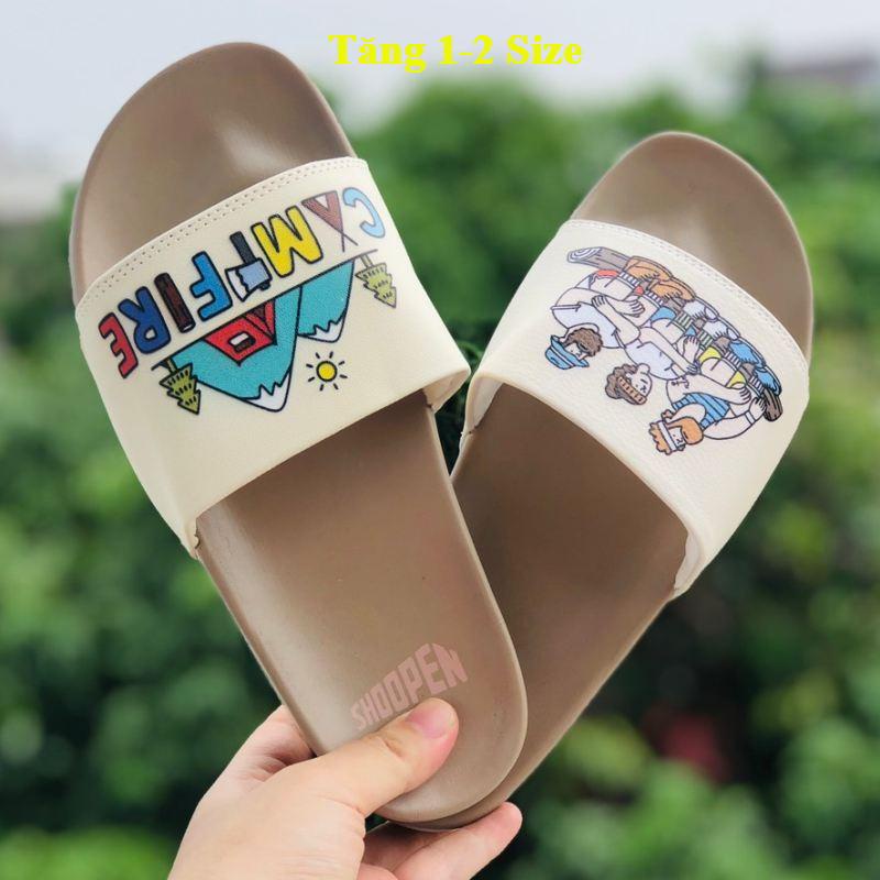 Dép unisex 𝐌𝐋𝐁 cắm trại ❤️FREESHIP +Tăng 1sz❤️ dép mlb camfire quai ngang thể thao nam nữ, kèm tem tag mác, Camfire-nâu