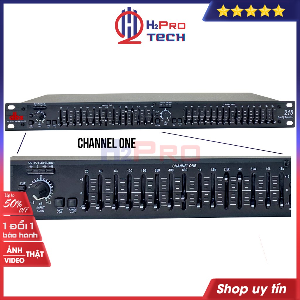 Lọc xì equalizer, lọc xì âm thanh DBX 215 cao cấp-2 kênh-30 cần chỉnh sắc nét từng âm thanh(tặng 4 khẩu 6 ly)-Shop H2pro