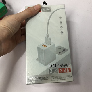 Bộ 2.4a 2 cổng usb u20 - củ kèm cáp sạc , type c, micro usb