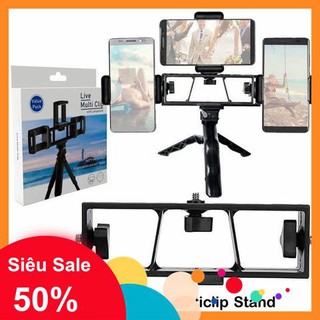 [GHD][FREESHIP] GIÁ ĐỠ 3 ĐIỆN THOẠI LIVESTREAM MULTI CLIP 3 CHÂN XOAY 360 ĐỘ [SỈ]