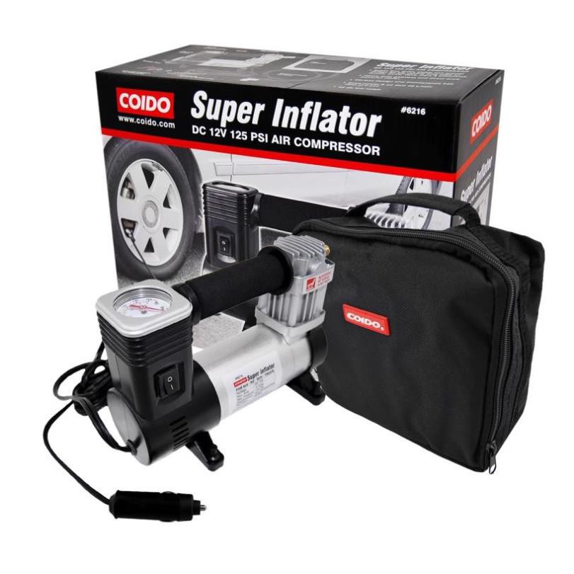 Máy bơm lốp ô tô 2 xi lanh COIDO 6216 - Nhập Khẩu Chính Hãng