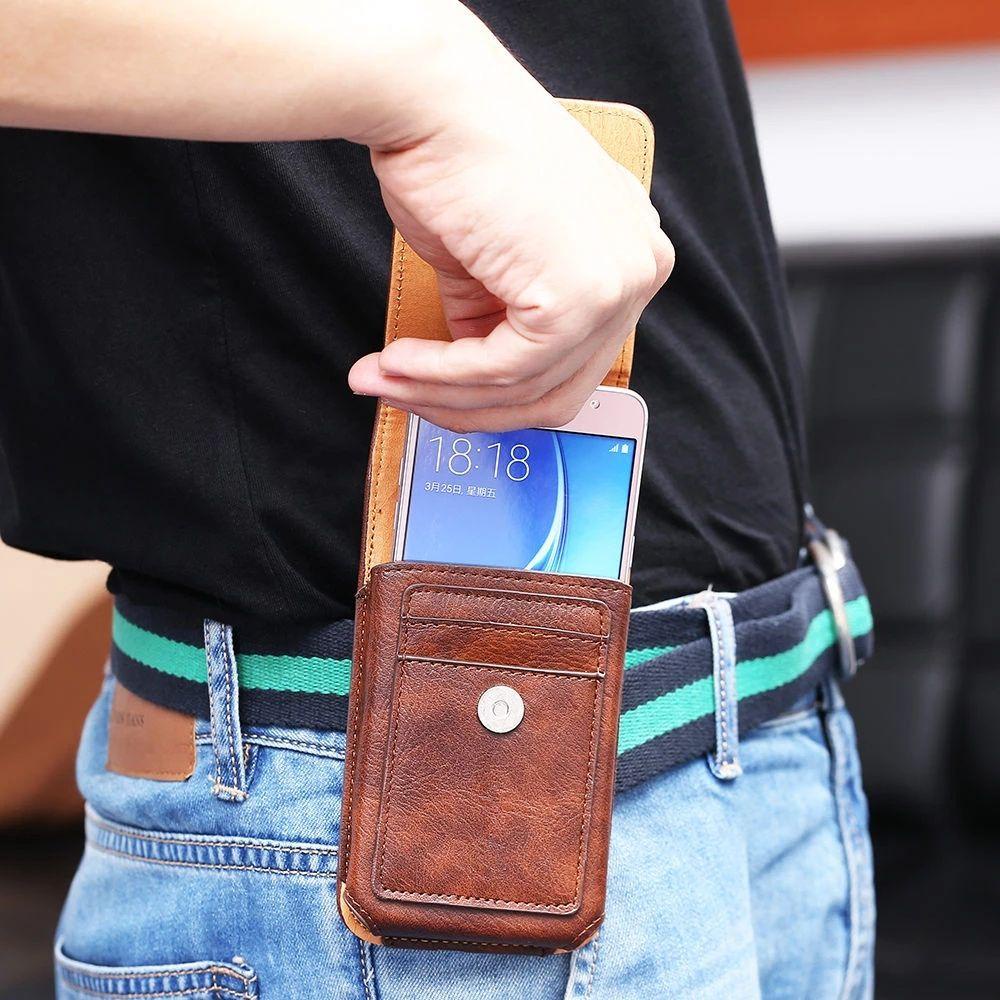 Túi Da PU Đựng Điện Thoại Đeo Thắt Lưng Kích Thước 3.5-6.3 &quot;Phong Cách Doanh Nhân