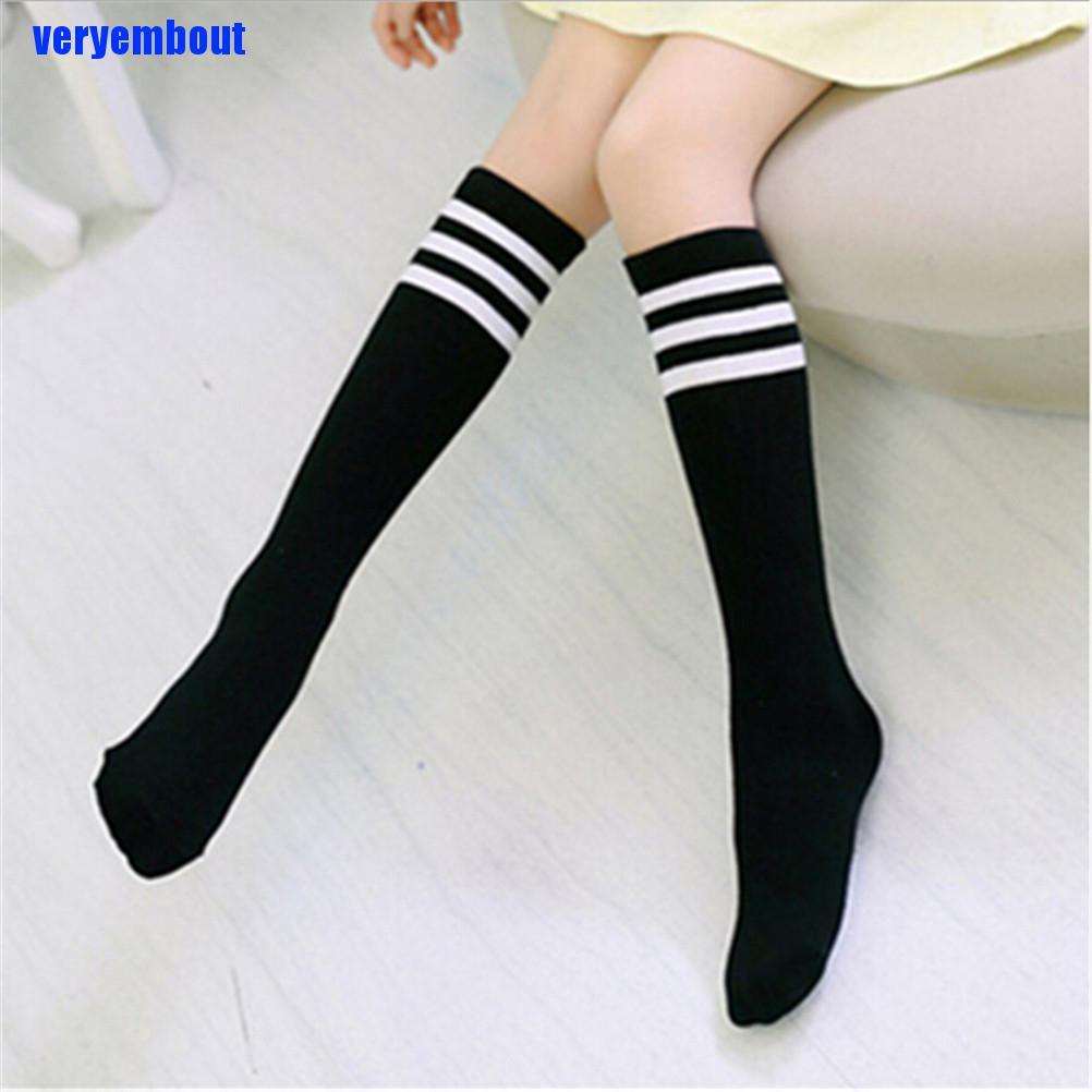 Vớ Cotton Cao Đến Đầu Gối Họa Tiết Kẻ Sọc Dành Cho Bé