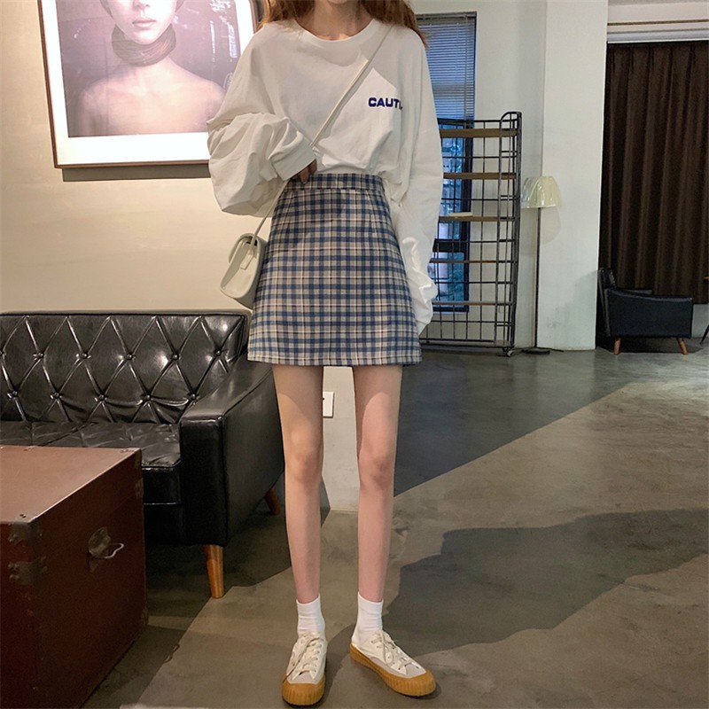 Set Chân Váy Caro & Áo Thun Dài Tay 🎁 Nana's House - FREESHIP 🎁 Bộ chân váy nữ kẻ caro kèm áo thun Cautio SIÊU HOT | BigBuy360 - bigbuy360.vn