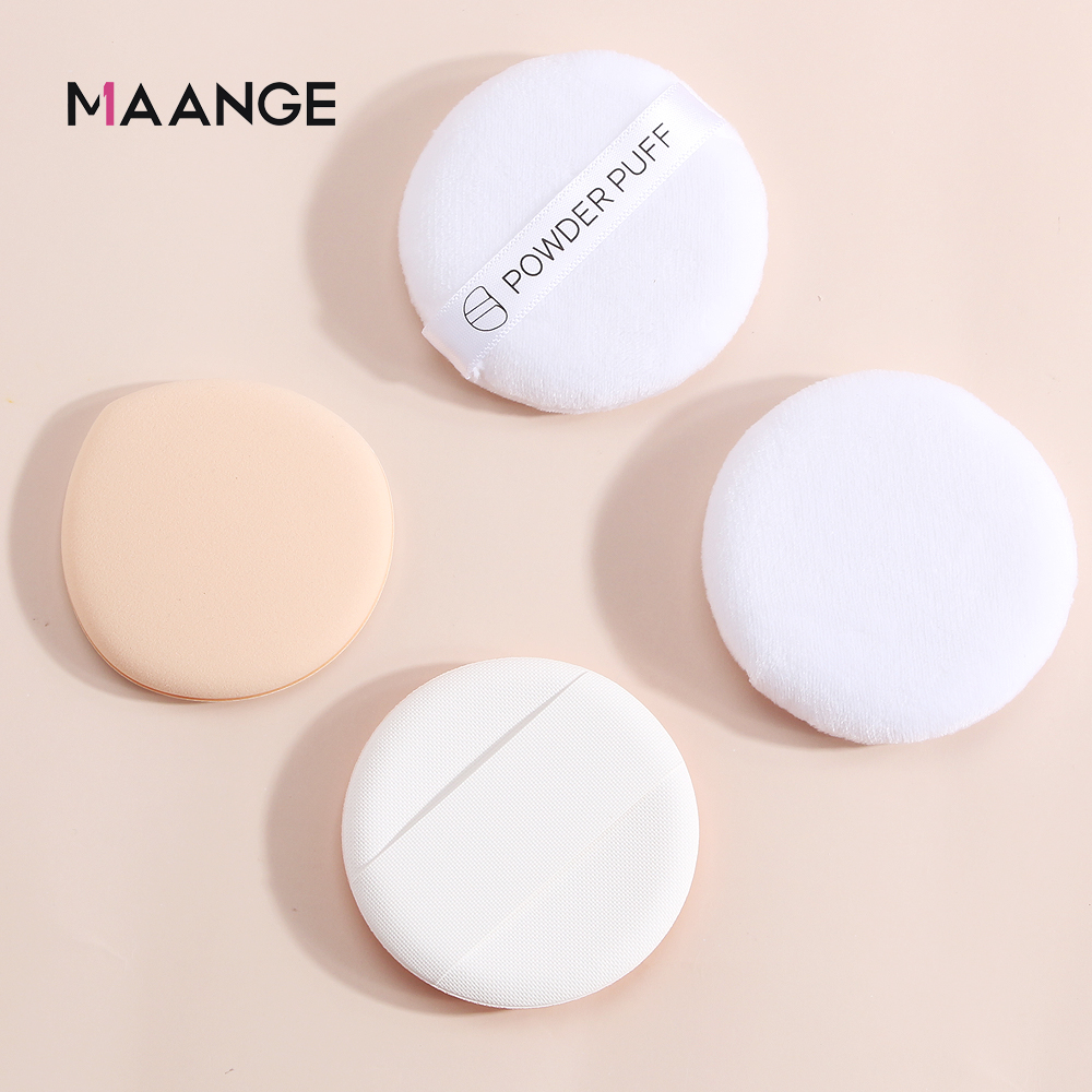 Mút tròn tán kem nền MAANGE phấn nước + Bông phấn Khô 30g