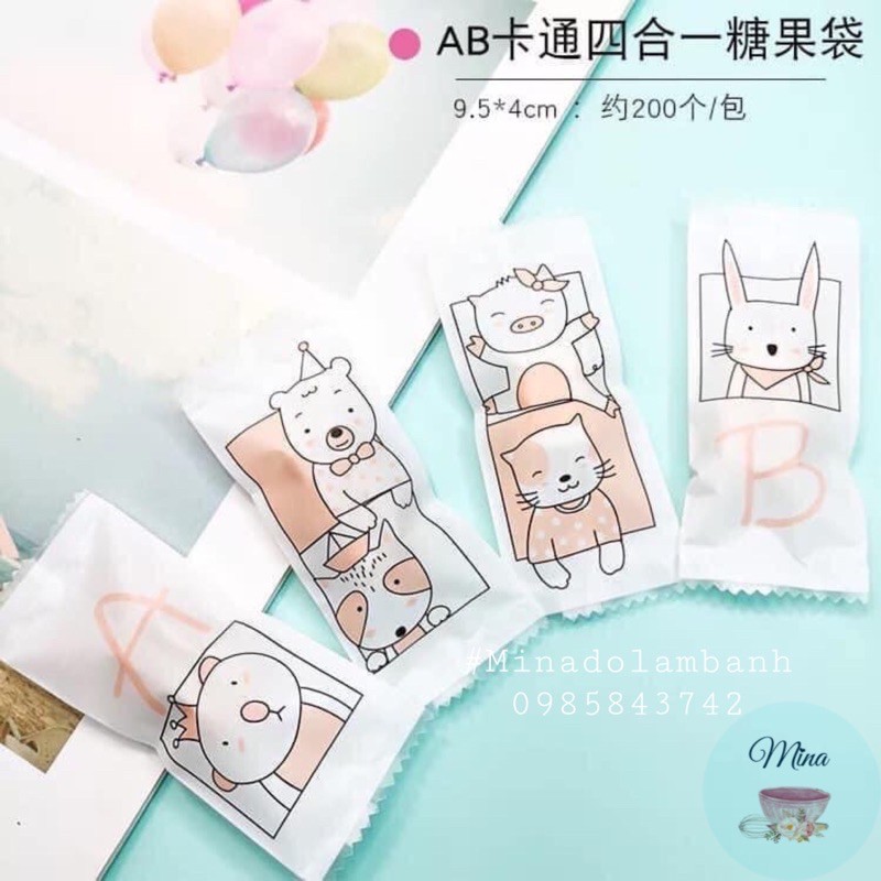 Túi đựng kẹo Nougat MÈO AB ~ 200 chiếc