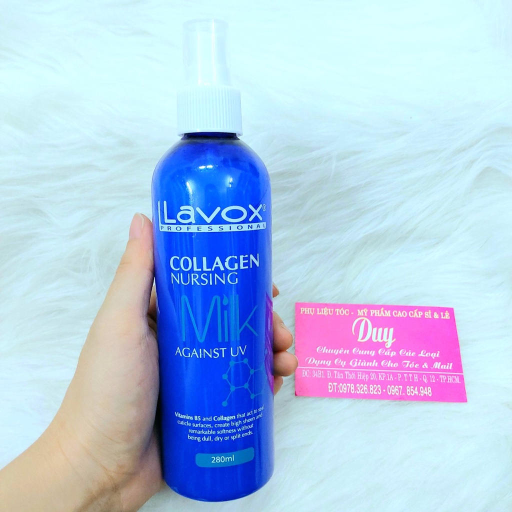 Xịt Dưỡng Collagen Chống Tia UV Siêu Bảo Vệ Tóc Lavox Collagen Nursing Milk Again UV 280ml