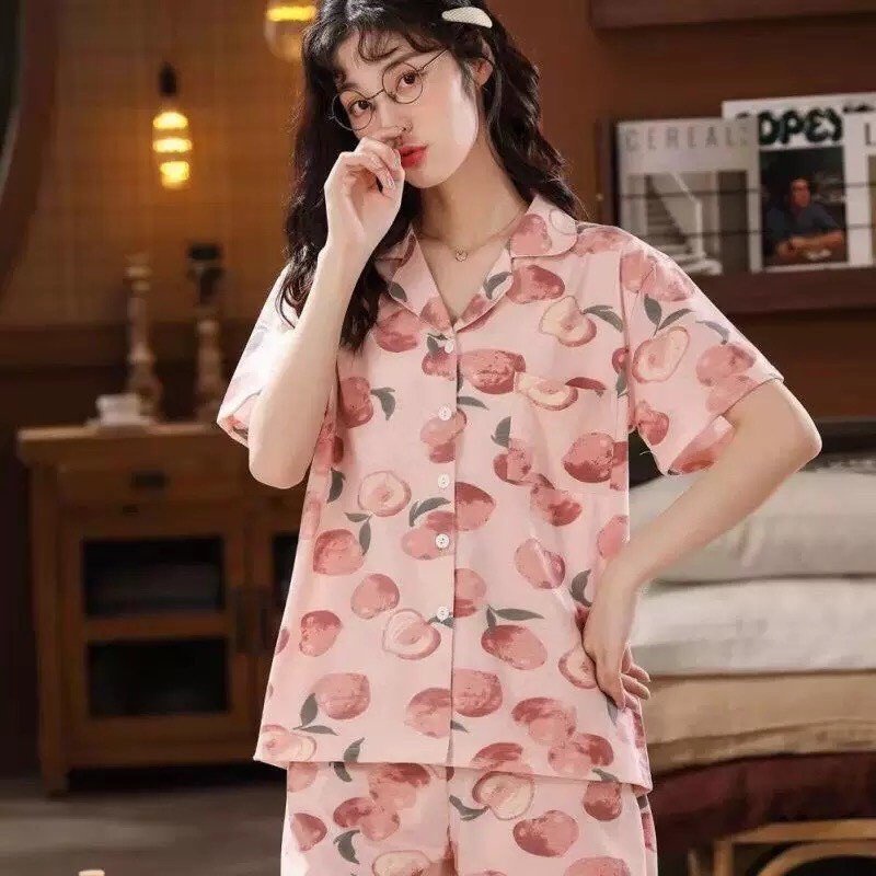 Đồ Bộ Nữ - Đồ Bộ Ngủ Nữ Pyjama cao cấp mùa hè cộc tay ngộ nghĩnh đáng yêu MÃ QA06