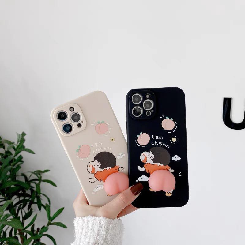 Ốp lưng shin mông đào cạnh vuông bảo vệ cam cho điện thoại iphone/samsung/oppo