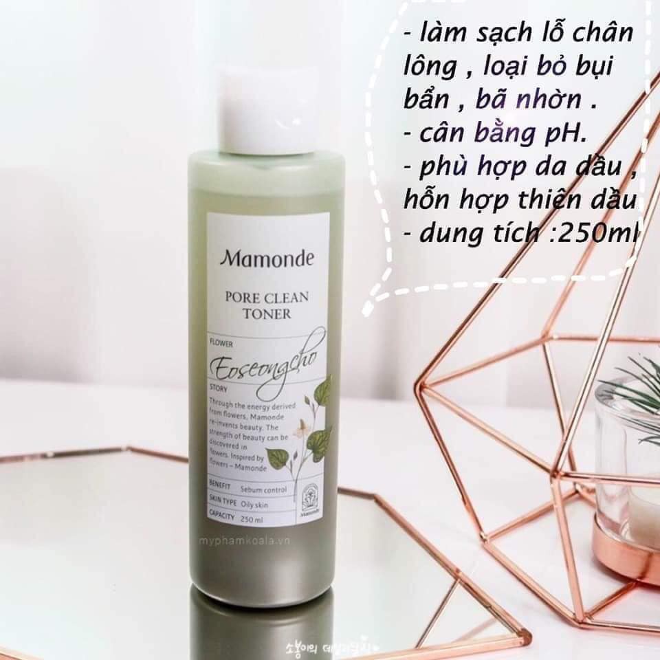 Nước hoa hồng se khít lỗ chân lông Mamonde Pore Cleansing Toner Hàn Quốc 250ml