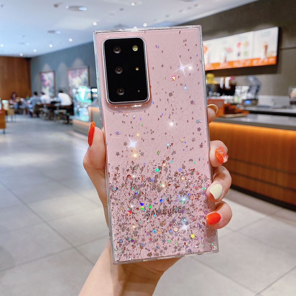 Ốp Điện Thoại TPU Mềm Trong Suốt Đính Sequin Hình Sao Lấp Lánh Cho Samsung Galaxy S21 S20 FE S10 Note 20 Ultra 10 Plus A72 A52 5G