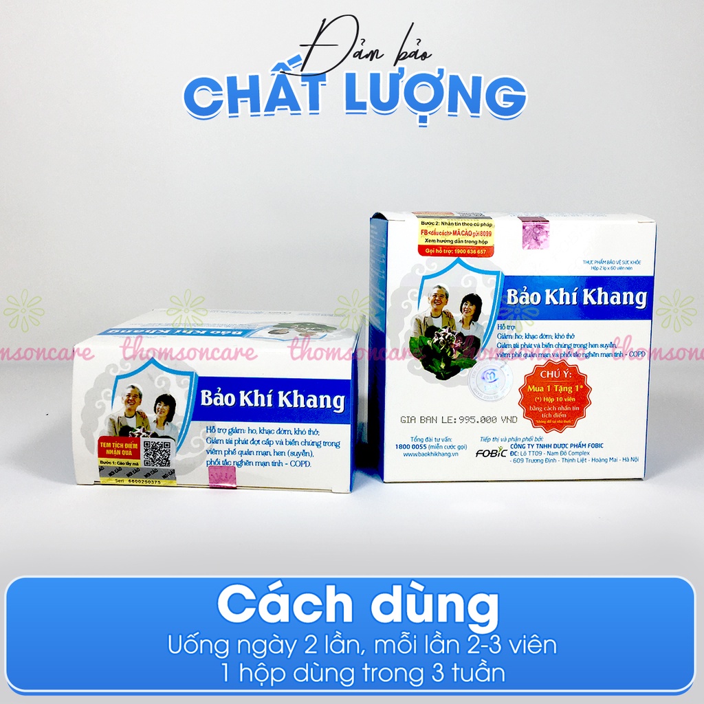 Bảo Khí Khang Mua 1h to tặng 1h nhỏ 10v bằng tem tích điểm - hỗ trợ giảm ho, khó thở, phế quản từ thảo dược