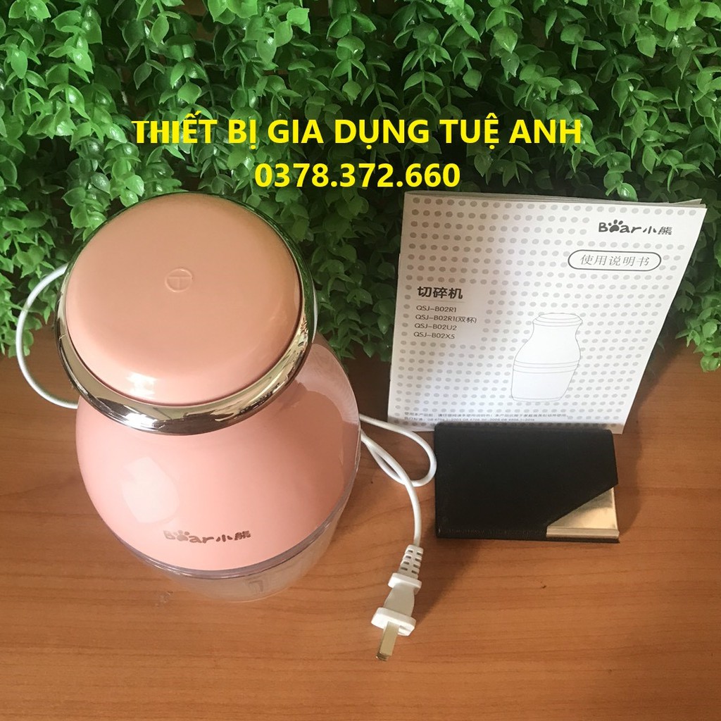 Máy xay đa năng BEAR 0.6 lít - xay đồ ăn dặm cho bé - Công suất 200W, cối thủy tinh, 03 lưỡi dao xoay