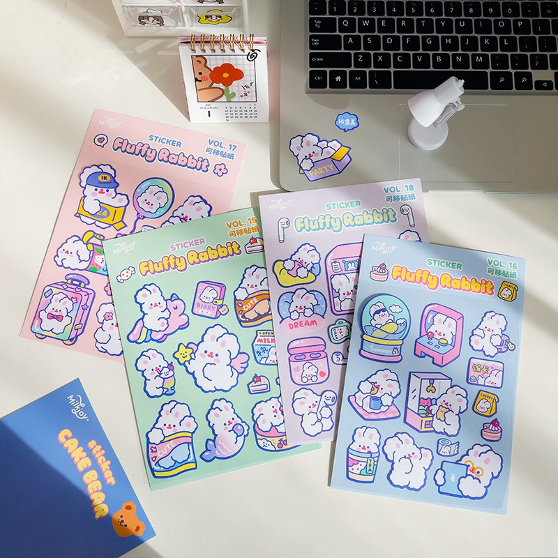 Sticker gấu cute hình dán dễ thương miếng dán công chúa trang trí sổ planner bullet journal dụng cụ dán  MILKJOY