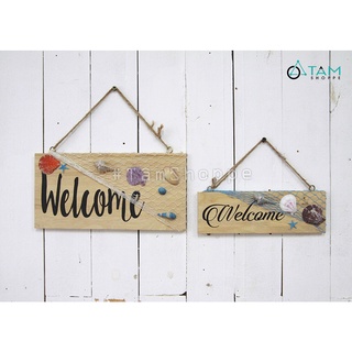 Bảng gỗ treo cửa Welcome phong cách biển BTC-09 TAN
