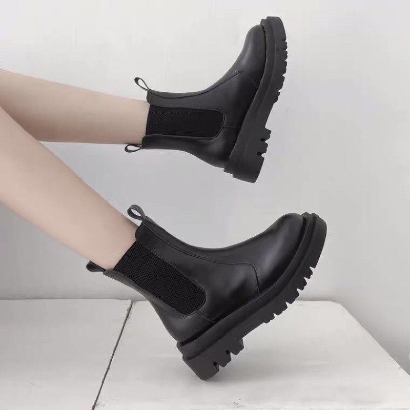 Boots cổ ngắn ulzzang không dây đế cao 4cm | BigBuy360 - bigbuy360.vn