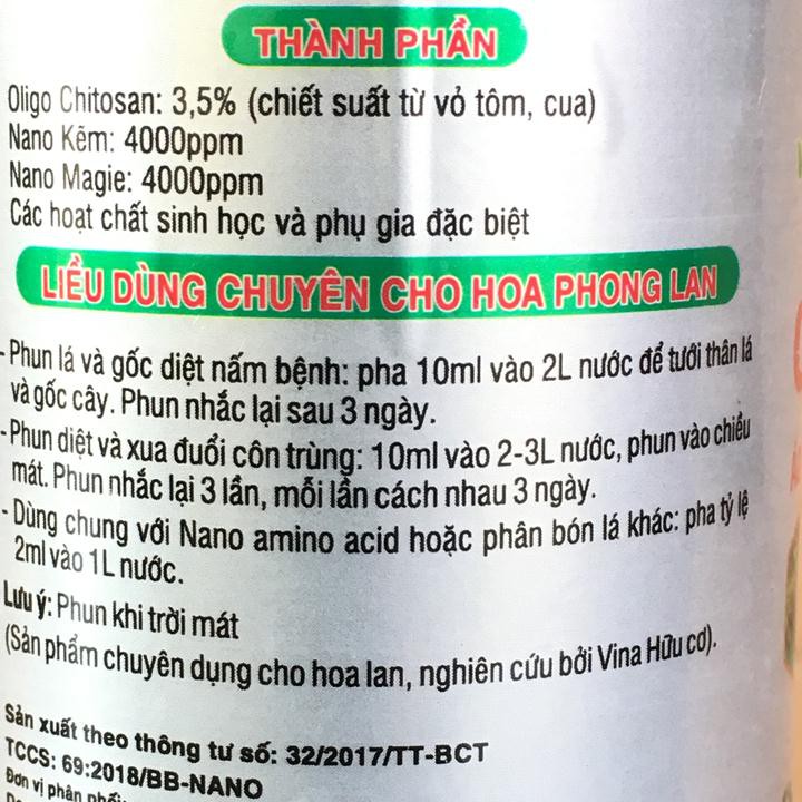 Chế phẩm Nano cao cấp Chitosan , áo giáp thần kỳ, trị nấm bệnh cho Phong Lan chai 100ml