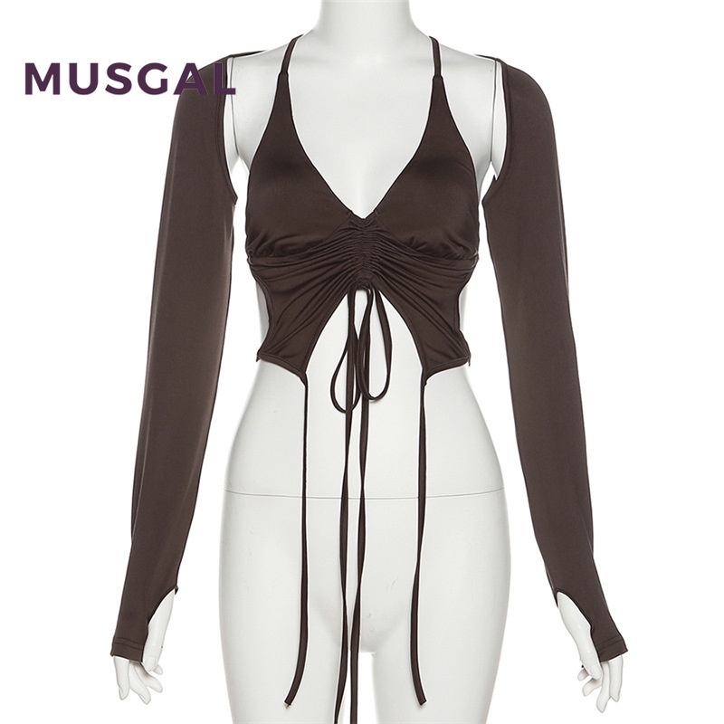 Áo Thun Nữ Dài Tay Cổ Yếm Thời Trang