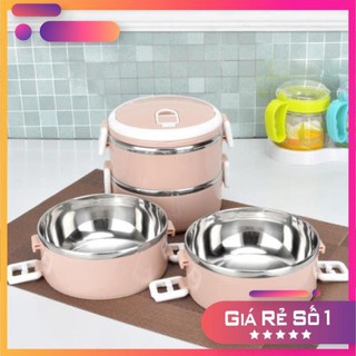 Hộp đựng cơm giữ nhiệt lúa mạch 2 tầng giữ nhiệt i camen lúa mạch ruột inox 2 tầng