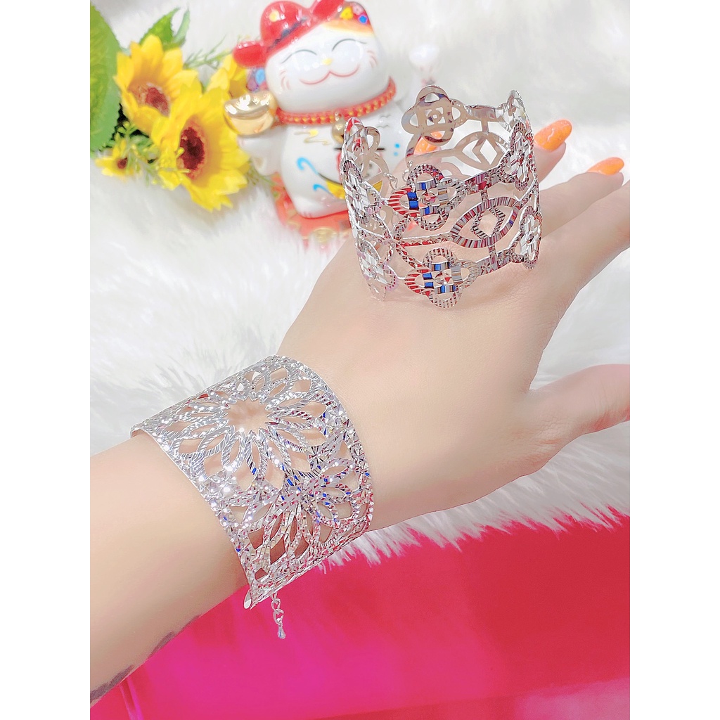 Vòng Bảng Lưới Trắng 5P Free Size Có Khóa Gài VL1