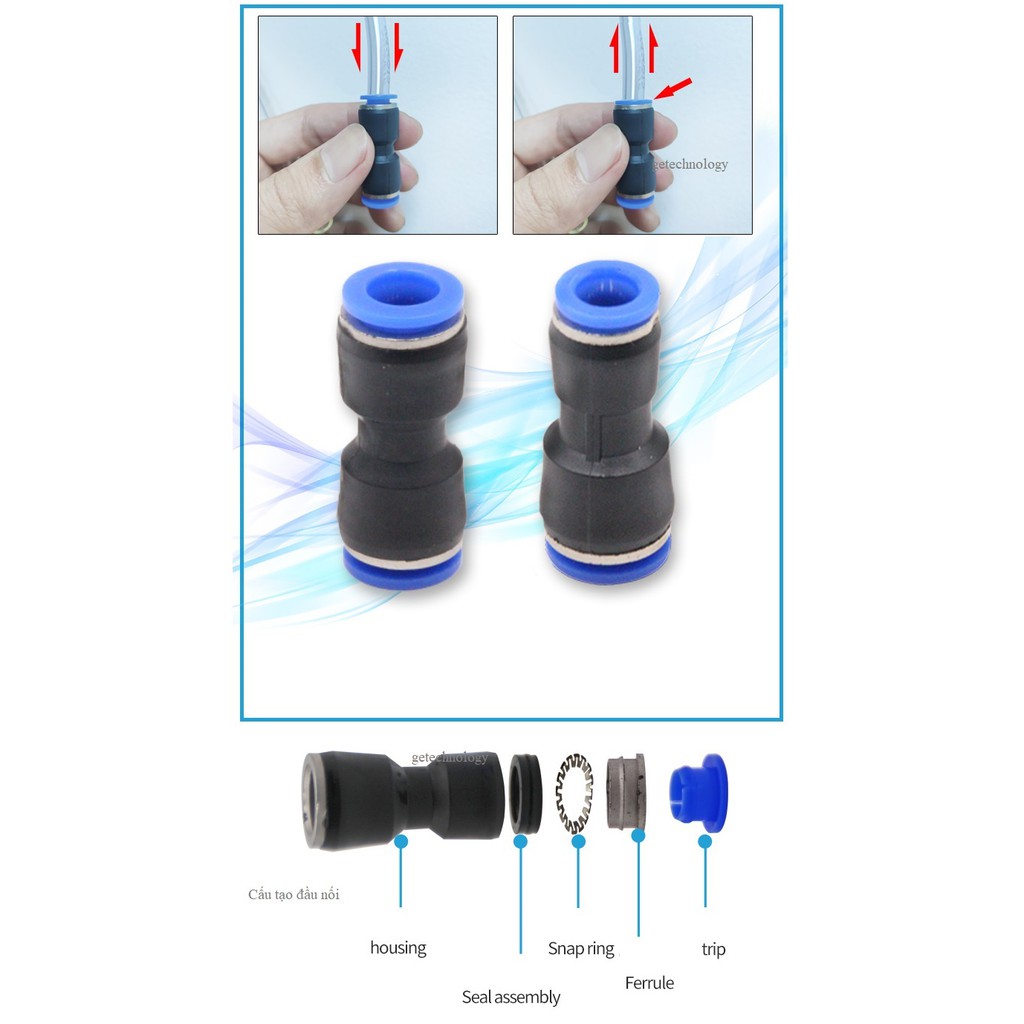 Đầu nối nhanh,đầu nối khí,đầu nối hơi, đầu nối fitting PU-4 PU-6 PU-8 PU-10 PU-12/PU4 PU6 PU8 PU10 PU12