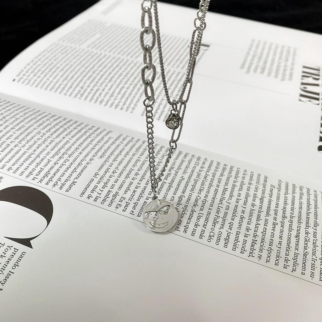 Vòng cổ nhiều lớp hình mặt cười phong cách hiphop Hàn Quốc