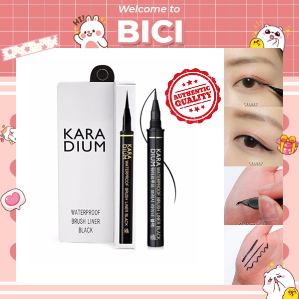 Bút Dạ Kẻ Mắt Karadium Waterproof Brush Liner - Black