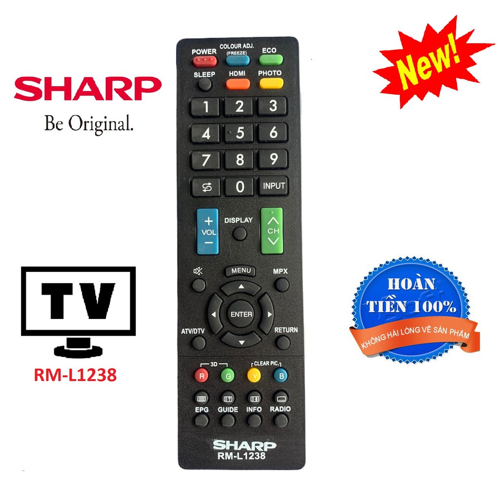 Điều khiển tivi Sharp RM-L1238 đa năng các dòng TV Sharp LCD, Plasma, LED - Hàng tốt