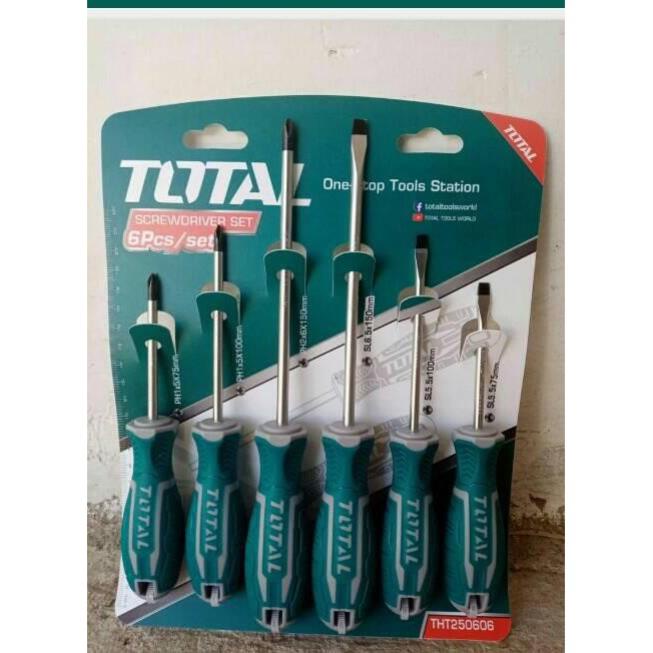 Bộ 6 tua vít Total THT250606 - gồm 3 vít dẹp và 3 vít bake