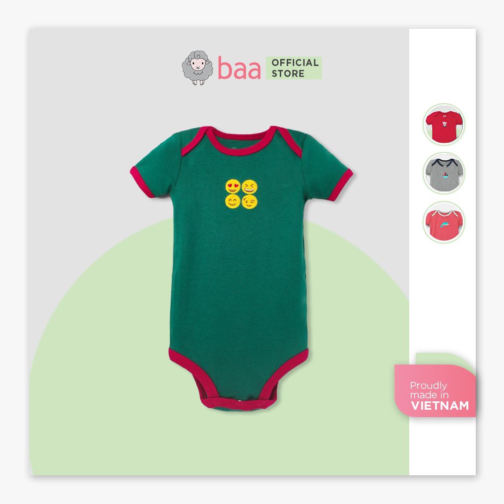 Bodysuit sơ sinh BAA BABY ngắn tay hình thêu cho bé gái từ 0-12 tháng - GN-BD01N