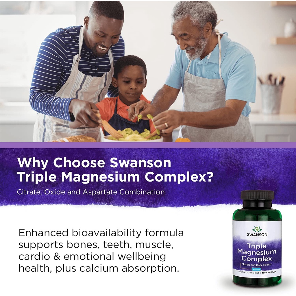 Magnesium | Swanson Triple Magnesium Complex 400 mg  - Magie Hàm Lượng Cao - Chính hãng - The Shape