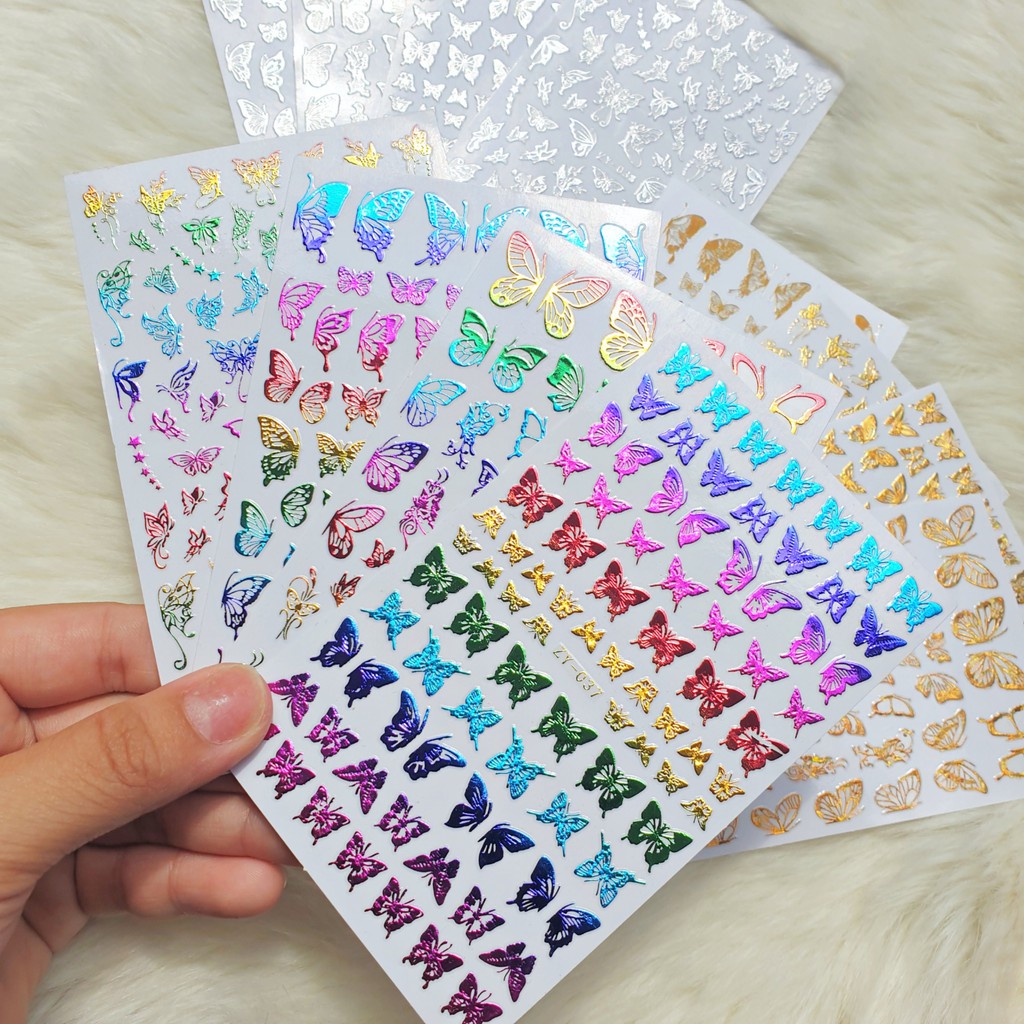 Sticker Bướm Hologram Trang Trí Móng