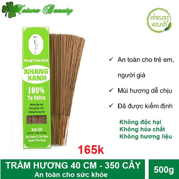 Nhang trầm sạch Nhang Xanh không hoá chất an toàn cho sức khỏe 30cm