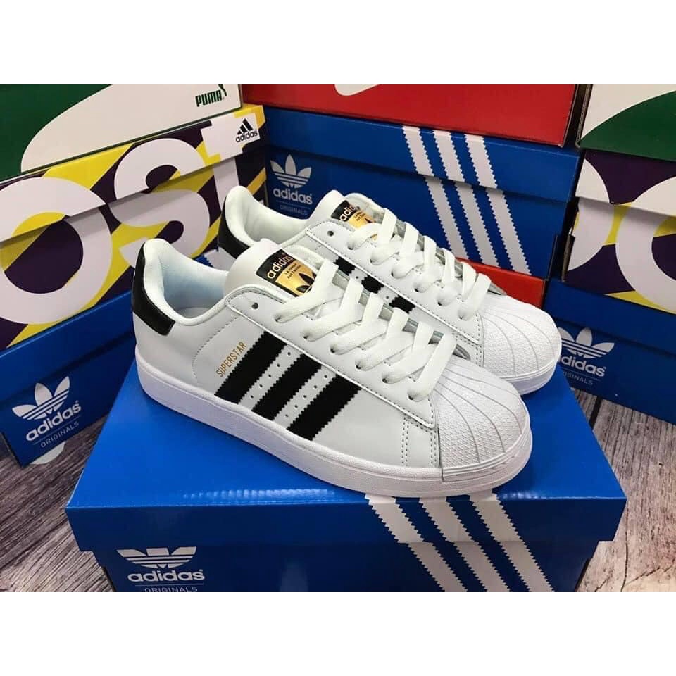 Giày thể thao sneaker super star đen trắng sò tem vàng bản cao cấp ảnh thật tự chụp+freeship
