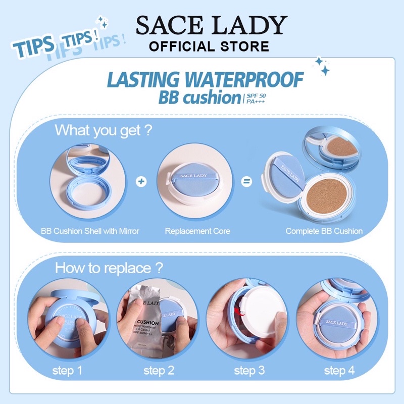Phấn nước chống thấm lâu trôi SACE LADY Lasting Waterproof BB Cushion