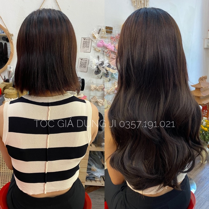 Ku93 Tóc giả kẹp u xoăn siêu đẹp lơi 55cm