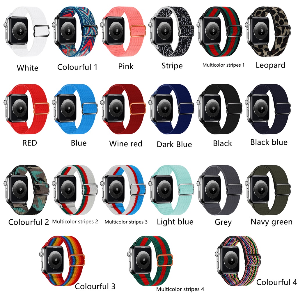 2022 Dây đeo đồng hồ Nylon Loop phong cách mới cho dây đeo Apple Watch Tali Jam 38mm 40mm 41mm 42mm 44mm 45mm Iwatch Series 6 5 4 3 2 1 SE Phong cách Bohemia Dây đeo thay thế đồng hồ có thể điều chỉnh đàn hồi