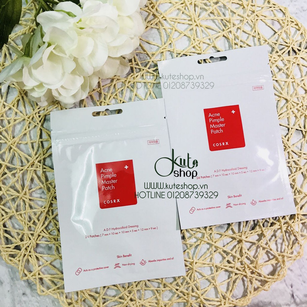 Miếng dán mụn sưng Cosrx Acne Pimple 24 miếng &amp; Clear Fit Master Patch 18 miếng