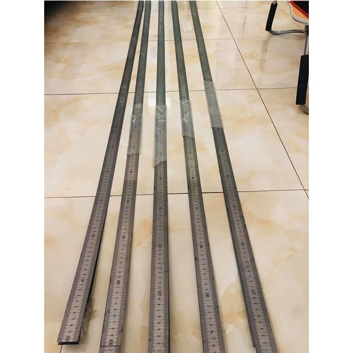 Thước đo inox chế máy cắt nhôm 2 đầu 3,8m bản rộng 3.2cm
