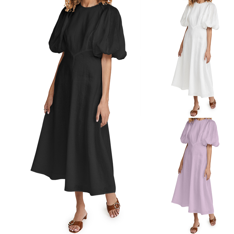 Đầm ZANZEA Ngắn Tay Cổ Tròn Màu Trơn Thời Trang Dành Cho Nữ | BigBuy360 - bigbuy360.vn