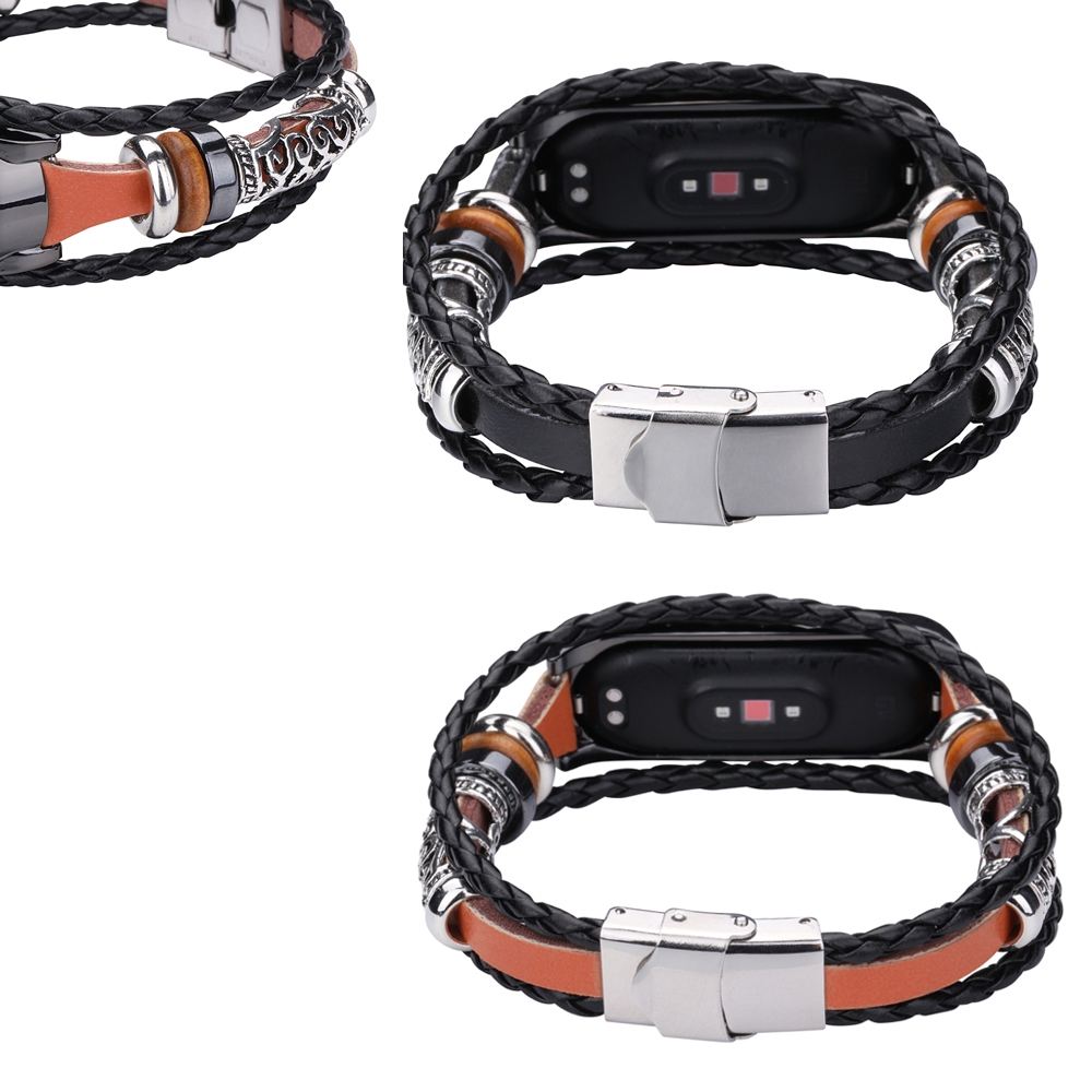 Dây đeo bằng da phong cách cổ điển cho Xiaomi Mi Band 3 4 5