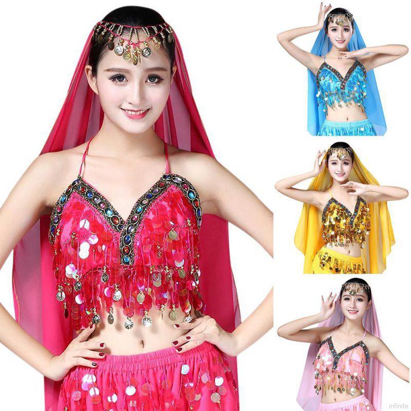 Áo bra dây đính kim sa lấp lánh tập múa bụng cho nữ
